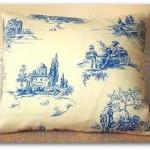 Toile De Jouy And Broderie Anglaise Cushion Cover..