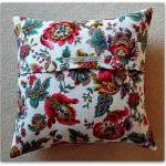 Vintage 1950s Light Cotton Bright Floral Cushion..