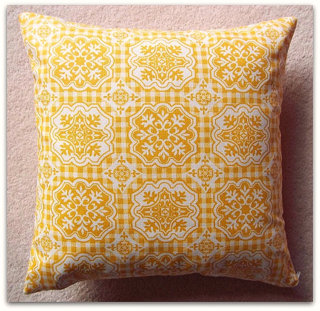 Vintage French Gingham Cushion Cover In Yellow And Cream With Zip