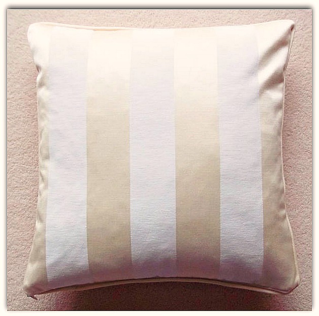 Luxury Heavy Woven Satin Stripe Cushion Cover In Champagne Cream With